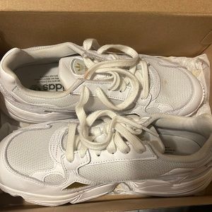 White Adidas Falcon With Gold accent